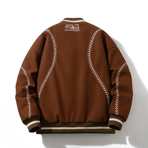 冬季新款美式复古棒球棉服运动休闲学院风毛呢 313B-GF059棉-P135图片