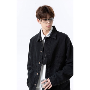 牛仔外套宽松大码简约休闲百搭潮流水洗牛仔衣夹克J7009-特价68图片