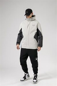 冬季工装羽绒服大码男装短款连帽加肥男胖子外套 A436-2166图片
