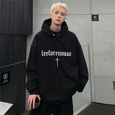 满天星连帽卫衣男2024春秋新款重磅拼接刺绣印花帽衫外套W92-P68，男装卫衣，电商C307