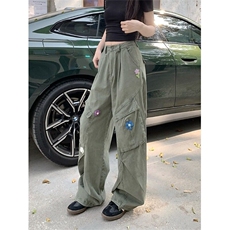 kumikumi美式复古花朵刺绣牛仔裤男女春季高腰直筒阔腿裤NA229，男装牛仔裤，星座1116A（原606A-3）