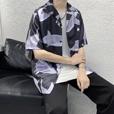 夏季短袖衬衫潮流帅气鲨鱼休闲衬衫CT046P26,男装衬衫,星座1116-2