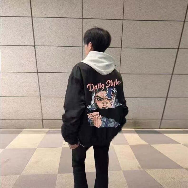 1506A/GA50/P40.9美式纯色夹克棒球服男春秋潮流情侣新款外套图片