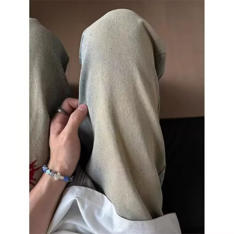 高街美式复古水洗做旧刺绣牛仔裤男直筒宽松微喇裤N1116-P47,男装牛仔裤,星座208-5