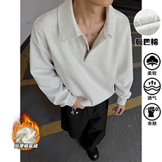 曼巴棉420g重磅加绒保暖银狐绒半拉链卫衣男W5416J加绒特P55控108，男装棉衣，电商A001