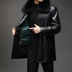 海宁皮草秋冬可拆卸内胆中长款加厚皮衣高端商务休闲皮男，男装皮衣，星座1602B（原101B-1）
