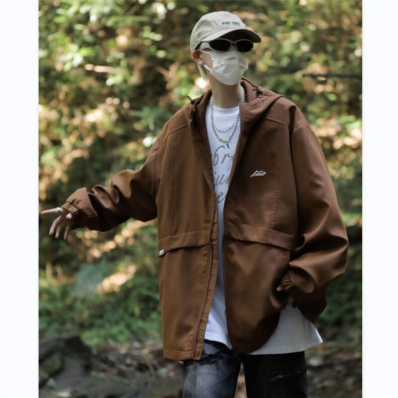 冲锋衣夹克男韩版潮流连帽户外痞帅2023秋冬新款ins外套W5011-P60,男装夹克,星座412-3
