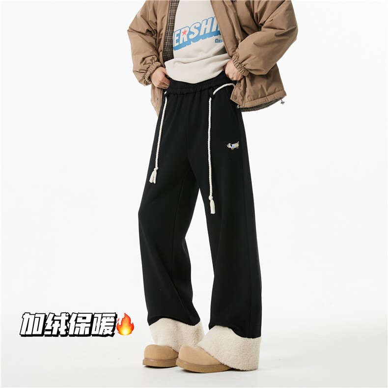 INS冬季新款加绒保暖可爱小狗宽松休闲卫裤B313-K876-p65控88,男装休闲裤,电商B313