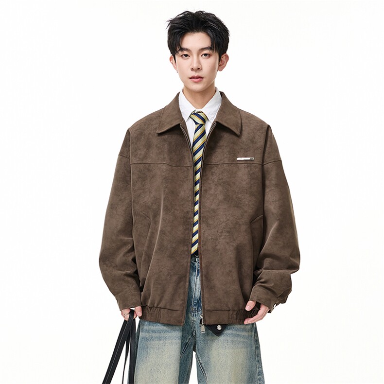 春季扎染皮衣机车翻领美式休闲松弛感外套男女C64139-TP55不，男装皮衣，电商A102