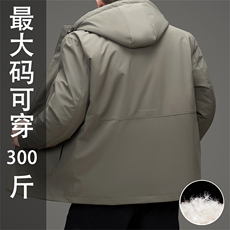 现货中老年加肥加大羽绒服外套男装特大号一衣三穿中年羽绒服大衣，男装羽绒服，钱塘723