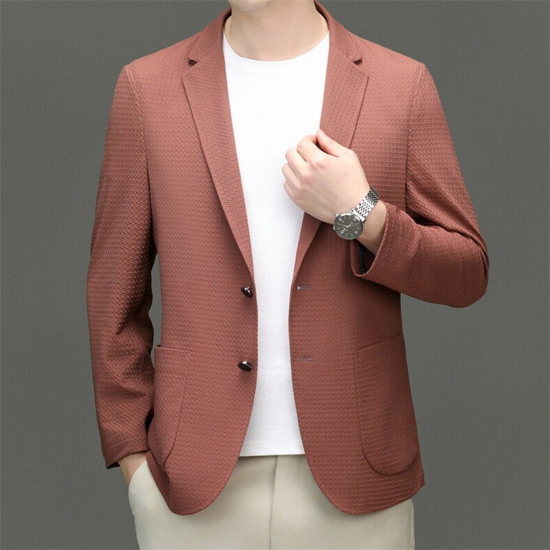 主推新款春夏男士高品质无痕压胶西服中年轻薄休闲时尚小西装外套,男装西服,钱塘723