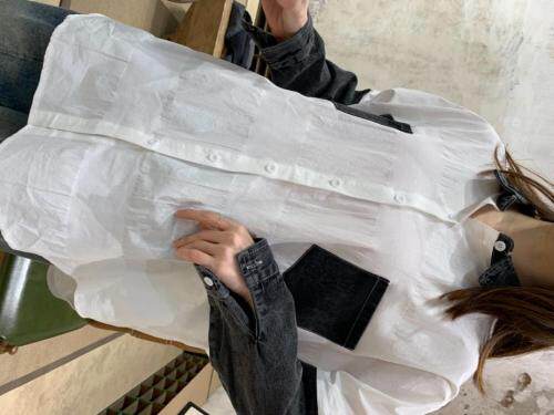 春季新品欧货牛仔拼接衬衫，女装衬衫，怪怪树