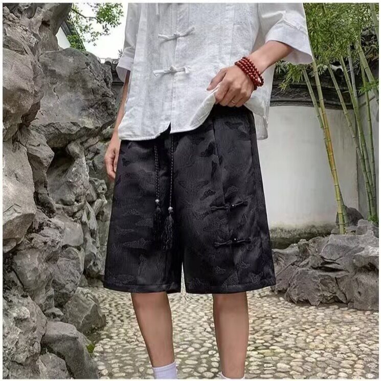 新中式风盘扣设计感宽松短裤男夏季潮牌休闲五分裤ZA67-P32,男装牛仔裤,星座208-5