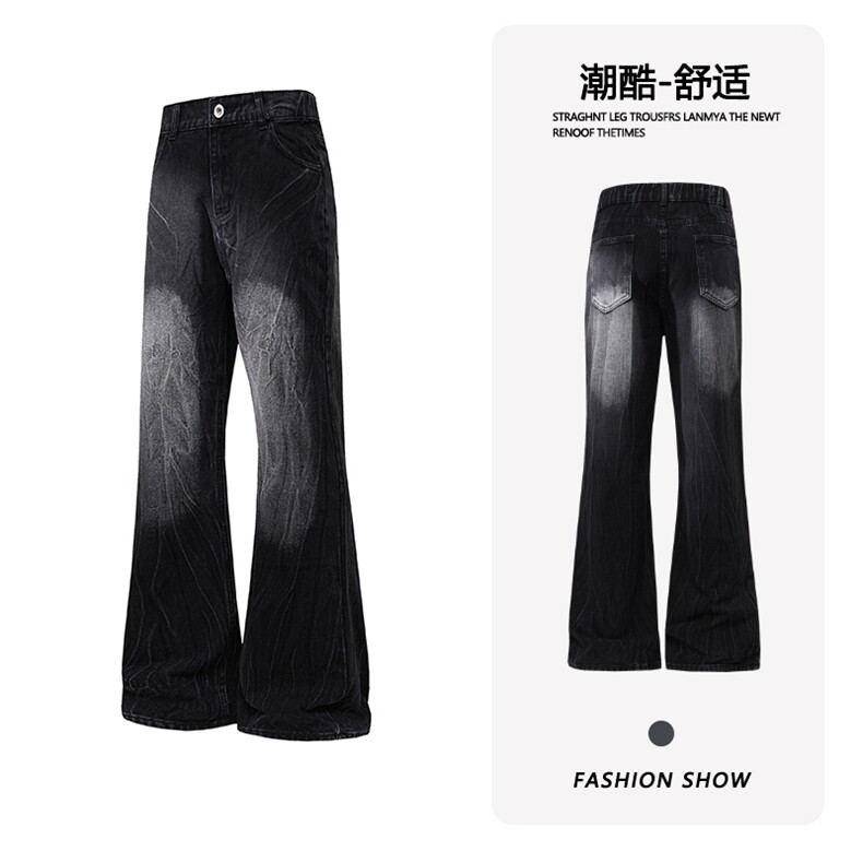 B221美式ins高街暗黑重工艺宽松直筒牛仔裤LK25476-特P45控78,男装牛仔裤,电商B221