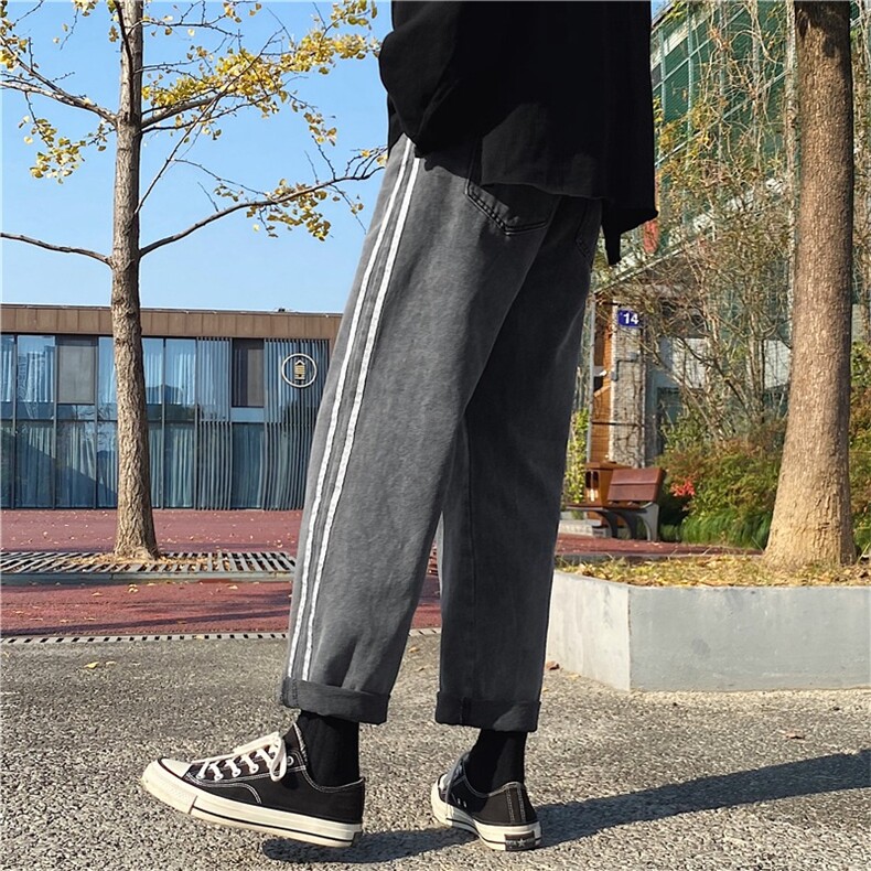 红同款秋宽松直筒显瘦百搭修身束脚裤休闲裤ins潮W080/P44,男装休闲裤,星座506