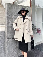 冬季新款海军风宽松西装领中长款外套，女装西装，祖玛