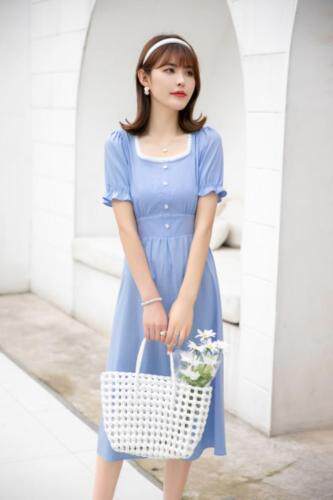 现货供应：水洗牛仔连衣裙M一XXL，女装连衣裙，拉思维加丝