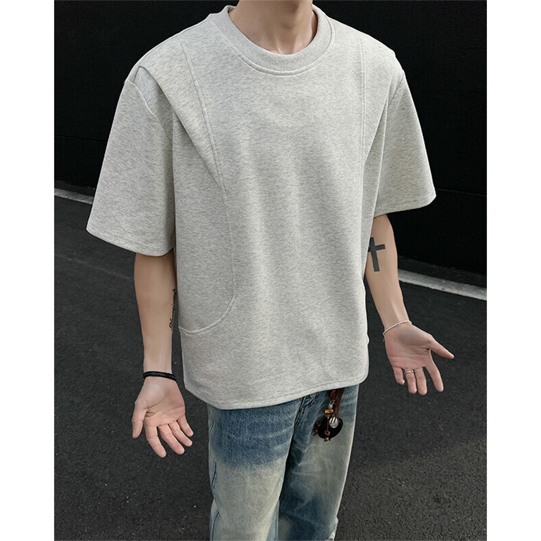 T299-特P30控58260克华棉夏季美式活页拼接口袋短袖T恤男宽松,男装T恤,电商A058-1（原电商C417）
