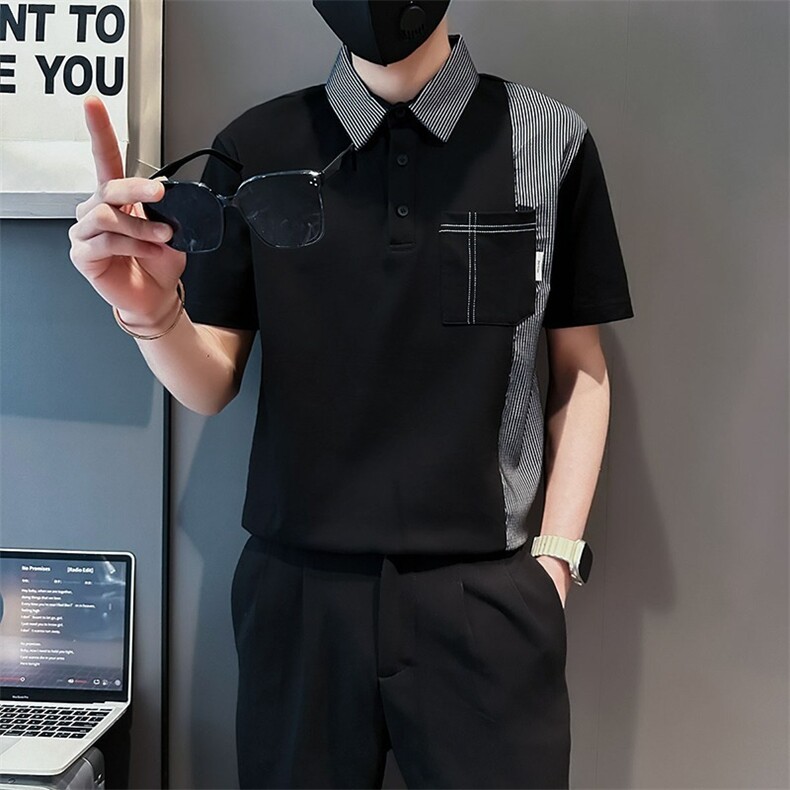 2025夏季流行翻领短袖男休闲百搭男士小众设计感青年T恤潮TX04,男装T恤,星座516A