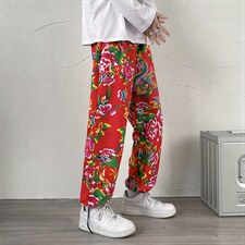 CK203秋新东北大花民族特色风休闲哈伦运动裤束脚九分裤炸街，男装休闲裤，星座115A(原星座507）