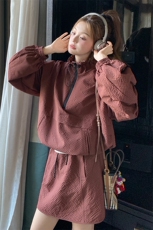 2025年春季新款安可拉红两件套203P170K248，女装套装/套裙，帛锦泉