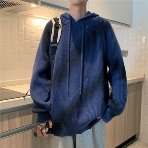 秋冬新款港风复古潮流渐变色毛衣男女潮牌宽松连帽套头针织衫,男装针织衫/毛衣,星座1013