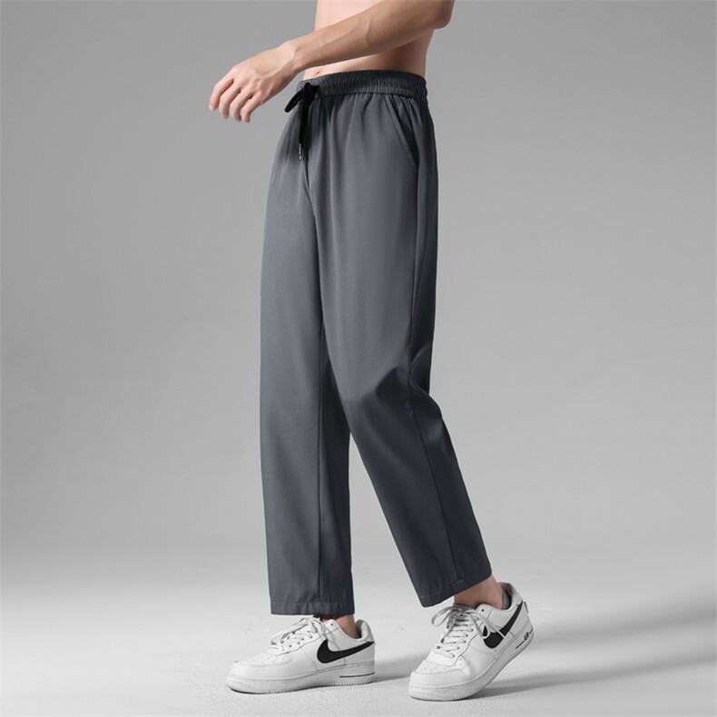 腰间抽绳九分裤亲肤凉感冰丝垂顺显高抗皱健身运动裤1216-特批20，女装休闲裤，星座718-1