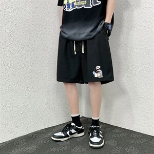 HD74239-P22 华夫格短裤男大码宽松五分裤男直筒中裤图片