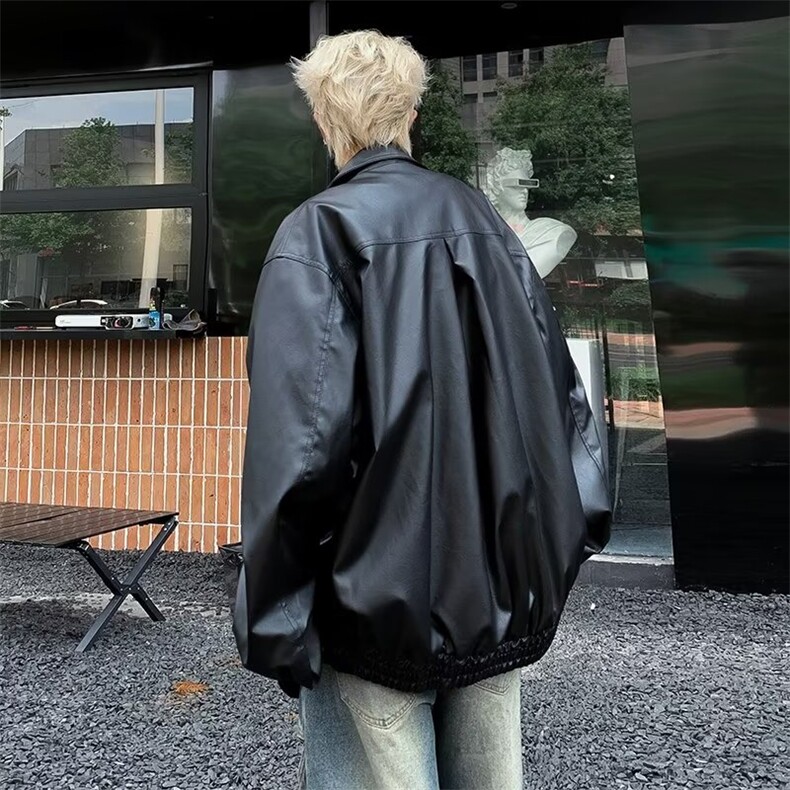 高级感机车风皮衣夹克男装宽松痞帅炸街小众休闲棒球服外套,男装夹克,星座716-4