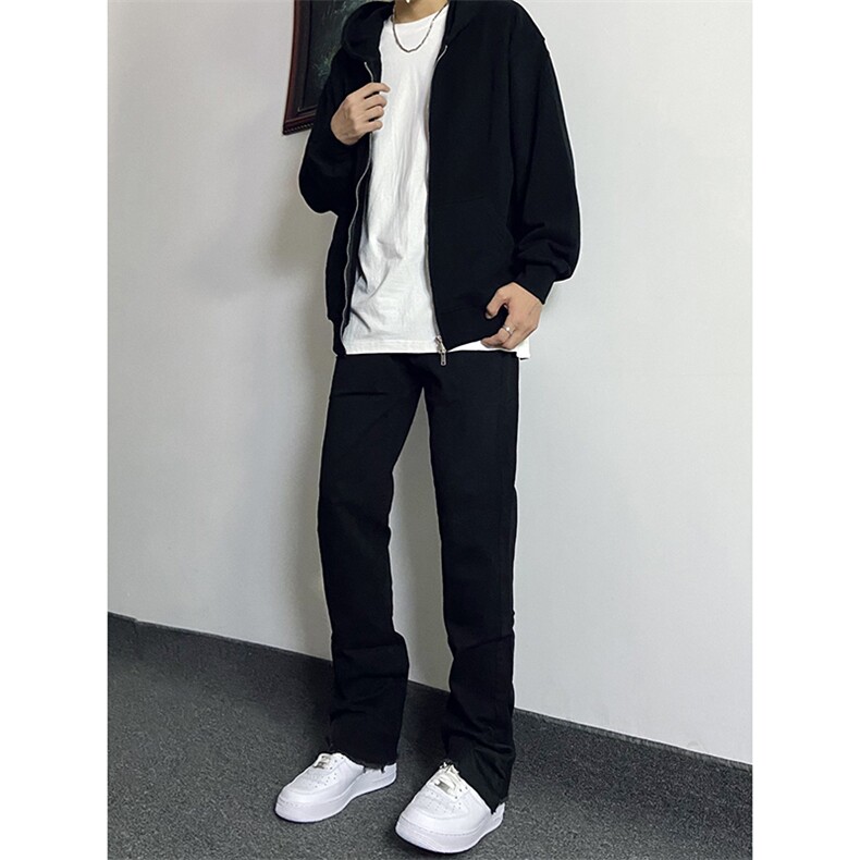 B221美式ins高街小众修身微喇毛边弹力牛仔裤LK23041-P60控78,男装牛仔裤,电商B221