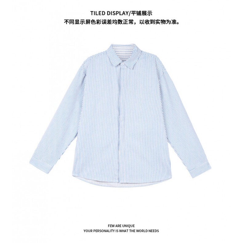 美式ins高街暗黑宽松条纹长袖衬衫SY2540-S-3XL-特P35，男装衬衫，星座417-1（原电商B245）