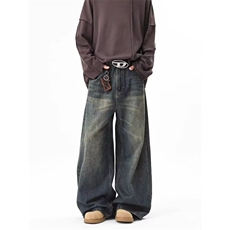 1506-1/KN1541/P49美式古着水洗做旧牛仔裤男潮牌宽松直筒男女，男装牛仔裤，星座1506-1