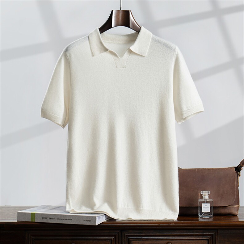 2024秋冬新款羊绒男士海鸥领半袖POLO羊绒衫男装，男装羊绒套衫，曼云男装羊绒