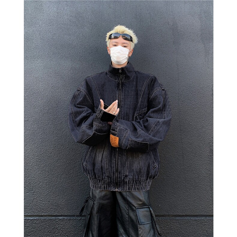 vintage美式复古倒装贴标牛仔外套反穿主义水洗工装夹克男,男装工装外套,星座716-2
