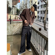 Cleanfit复古老钱风松弛感开衫毛衣半高领针织衫毛衣-M3188，男装针织衫/毛衣，星座601-1