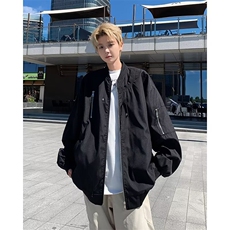 简约棒球服外套男春秋日系高级感百搭宽松飞行员夹克W5901-P61，男装夹克，星座412-3