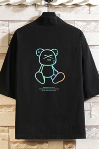 HF59139-P40风汉服男开衫外套七分袖道袍 砖墙挂拍图片