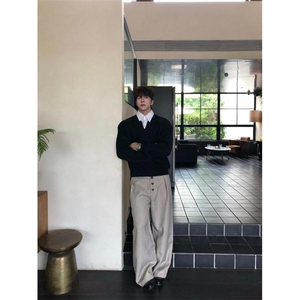 春秋韩版时髦复古慵懒风假两件叠穿衬衫领加绒卫衣男士宽松版外套图片
