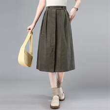 半身裙女春秋2022新款宽松显瘦妈妈文艺口袋气质纯棉a字半身裙潮，女装半身裙，奕阳依阁