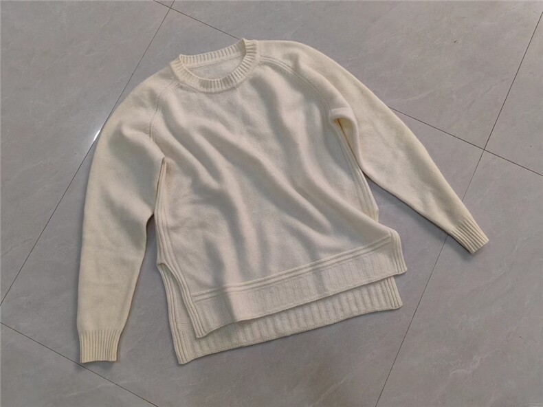 LP开衩圆领长袖针织开衫女宽松百搭纯色羊毛休闲外套上衣，女装针织衫/毛衣，初韵羊绒