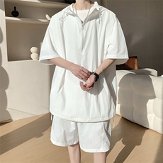 8XL-M休闲运动套装大码工装短袖冰丝薄款连帽户外防晒衣TZ1701P68，男装休闲套装，电商B238