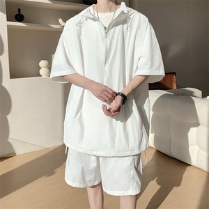 8XL-M休闲运动套装大码工装短袖冰丝薄款连帽户外防晒衣TZ1701P68图片