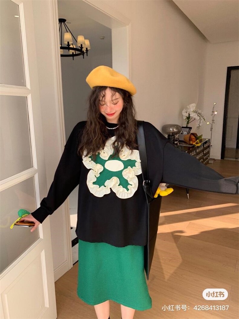 花朵卫衣套装，女装卫衣/绒衫，YOUER DENG