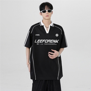 翻领解构休闲百搭街头青春少年感男女同款短袖POLO衫T恤T58-P38图片