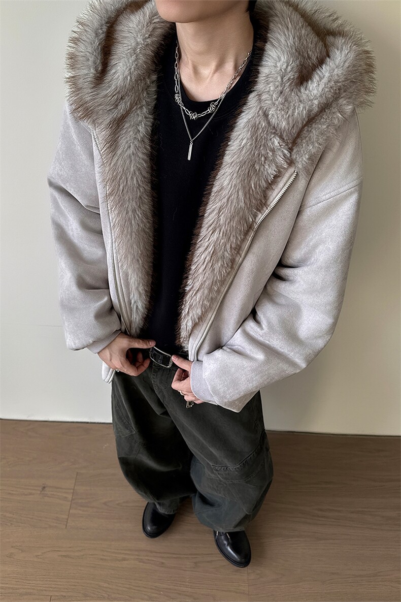 连帽加厚座山雕猫耳麂皮毛领棉衣保暖棉服男5D4092-TP100178,男装棉衣,电商A102