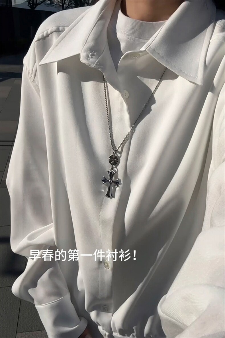 春季知识分子长袖衬衫高智感纯色宽松男女C64144-TP3568,男装衬衫,电商A102