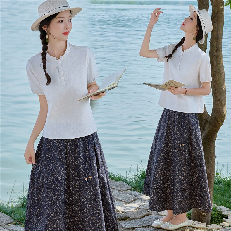 8366时尚刺绣上衣+碎花半身裙（可分开购买）,女装套装/套裙,倪叶myz