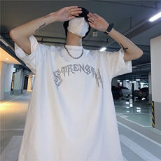 T恤潮流圆领男港风烫钻2026夏季新款短袖时尚B299-X5217-P35-控49，男装T恤，电商A061-1