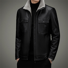 AW2201钱塘2020-3中年男士秋冬季厚款新款商务休闲皮衣外套P190，男装皮衣，钱塘207-3