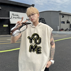 麂皮绒连帽背心坎肩男T恤美式港风JLB440-P30控48，男装背心/马甲，电商B370